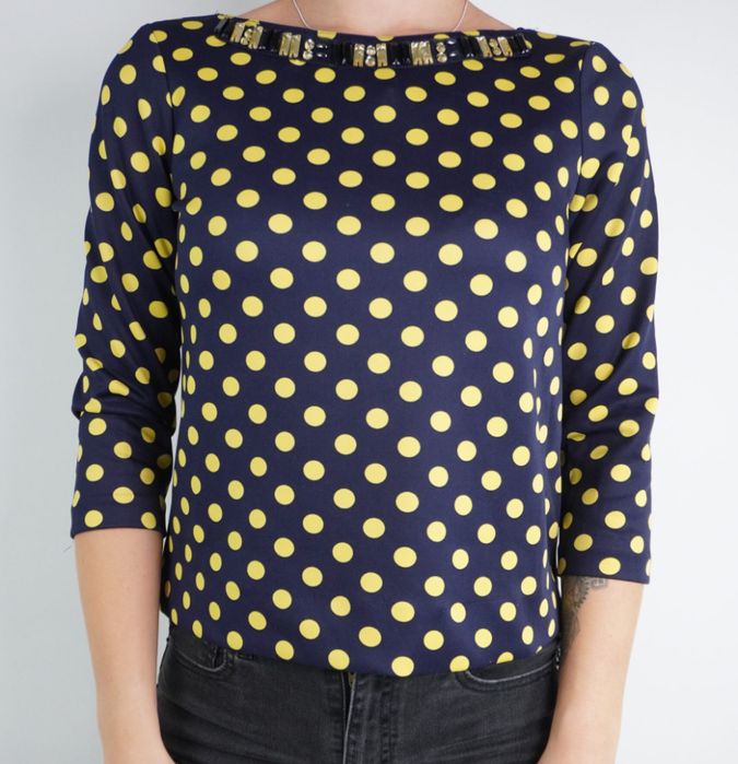 Bluza Zara bleumarin cu buline galbene marimea M