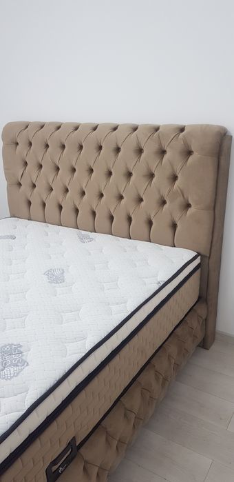 Pat tapitat ODESSA 140/160/180x200 cadru+somiere METALICE+CATIFEA