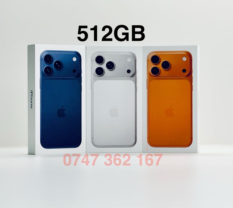 - cu SIM - iPhone 17 Pro Max 512GB Orange / Silver / Blue Neverlocked