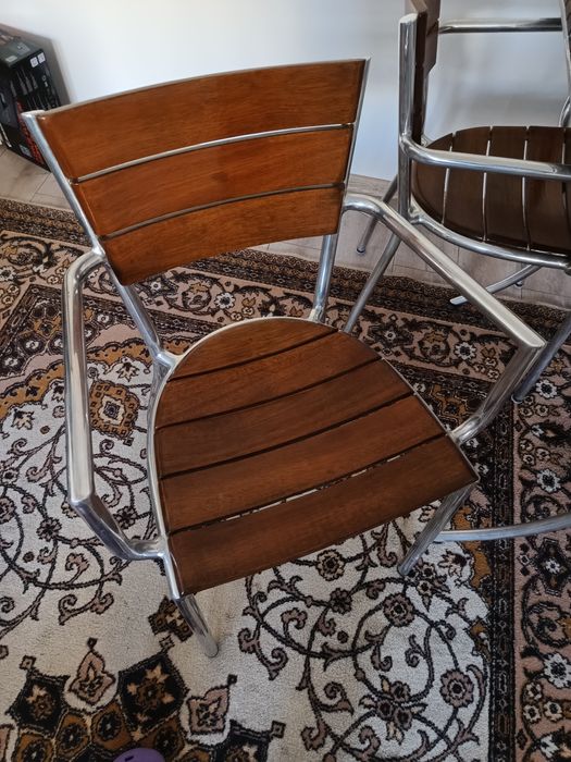 NOU Masă+4 scaune lemn TEAK/aluminiu