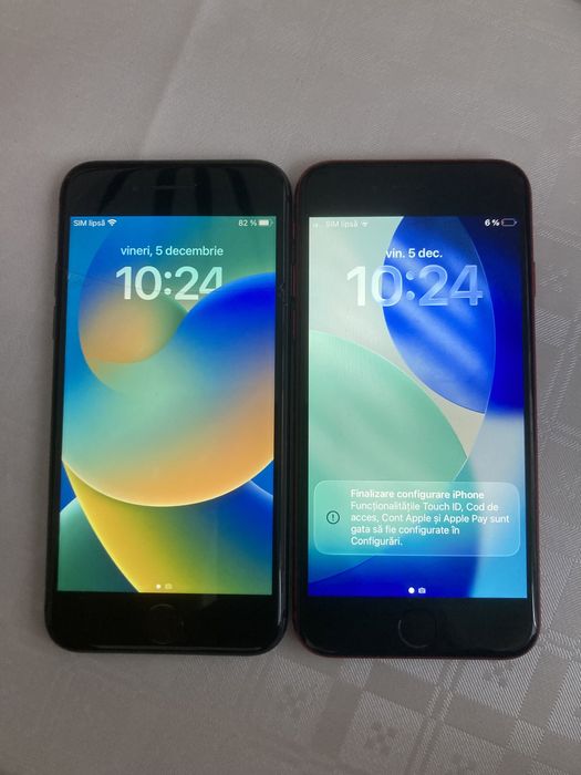 AIph.SE. Rosu baterie 80%. Iph.8 negru baterie 77%