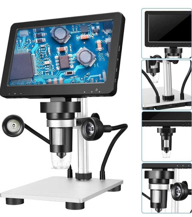 Професионален 7" 1200x 12MP цифров микроскоп с HD въртящ се екран