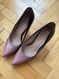 Обре елегантни обувки - перлено розово и черно - 38 номер