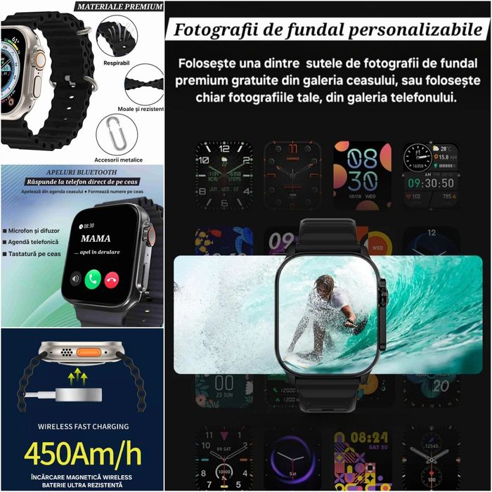 Smartwatch UltraPerformant. Social media. Apel pe ceas. Premium.