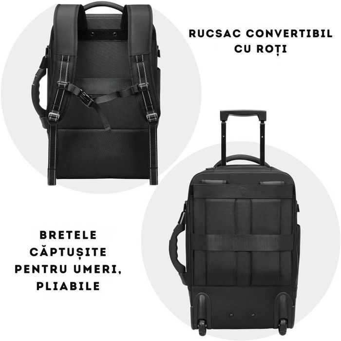 Rucsac Troler cu Vacum, Ghiozdan de Capacitate Mare, Sistem de Vidat