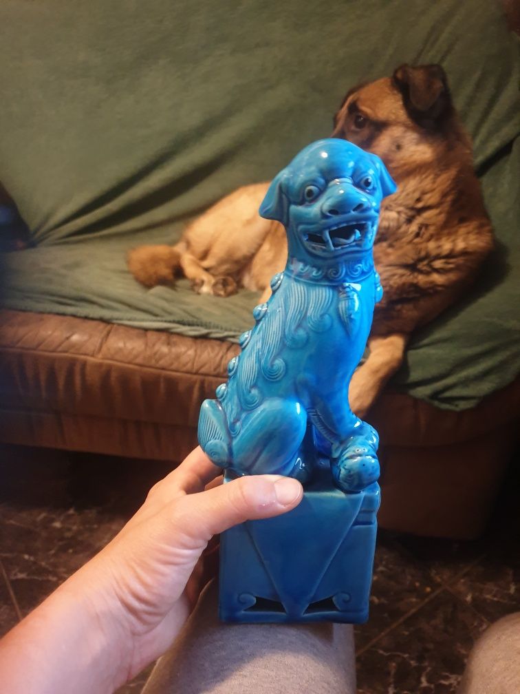 VINTAGE PERECHE DE Turcois Blue Fu Dogs - 25 cm!