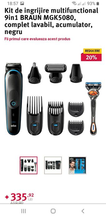 Kit îngrijire 9în1 BRAUN MGK 5080,complet lavabil,negru