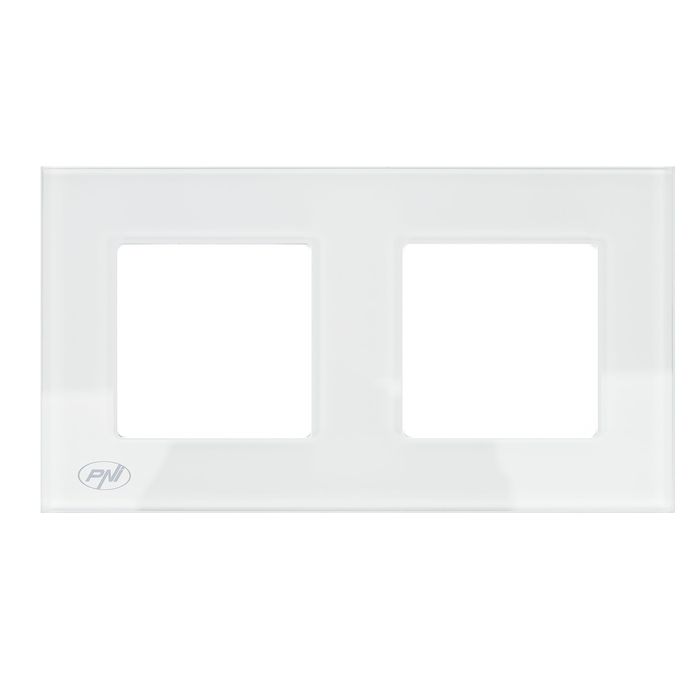 Rama dubla PNI RM202W din sticla pentru prize PNI