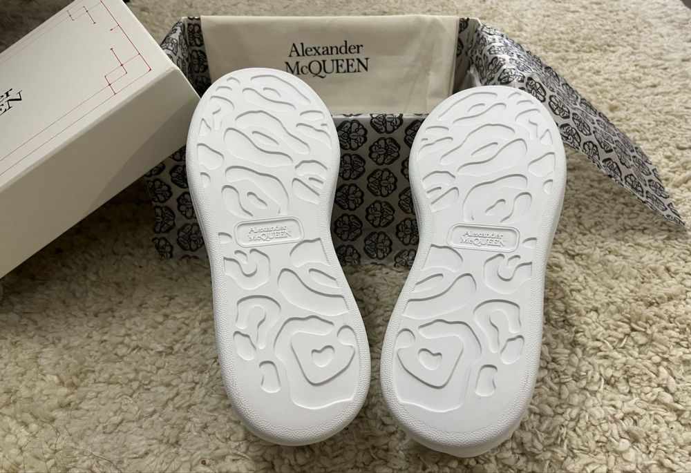 Adidasi Alexander Mcqueen albi full piele naturala