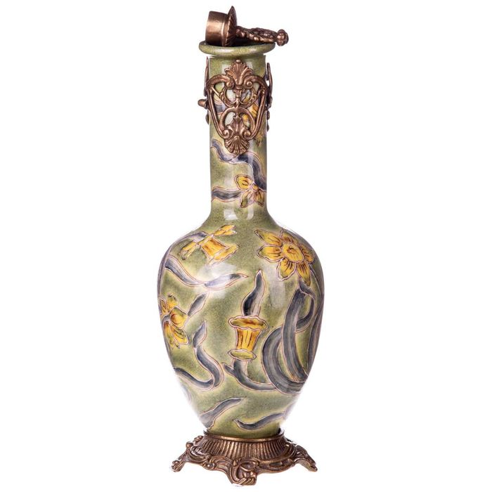 Carafă în manieră Art Nouveau din porțelan cu detalii din bronz