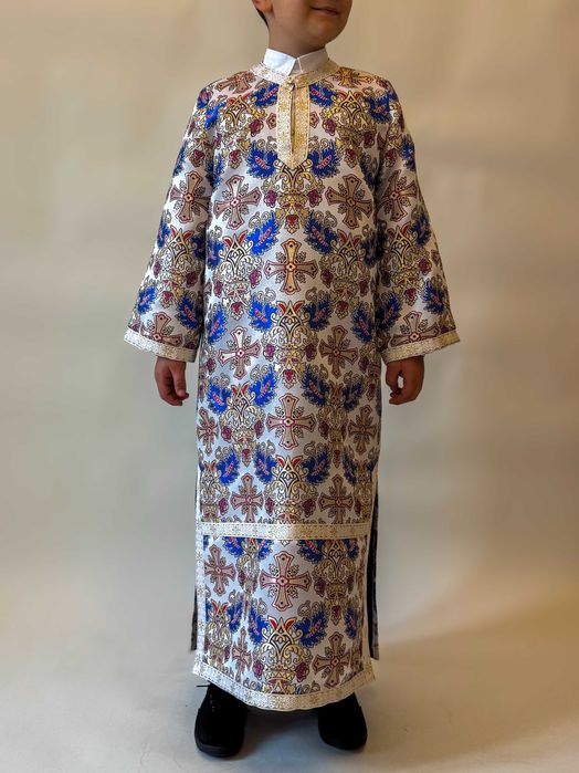 Veșmânt copii (paraclisieri) albastru cu model floral