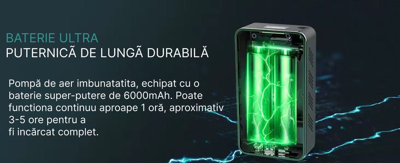 Compresor aer masina, portabil, multifunctional 6 in 1, wireless