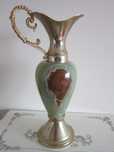 cadou rar Vaza Amfora mare onix si metal vintage colectie Italia 1970