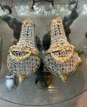 Pereche Aplice Bronz / Cristal *** vintage / antic / vechi / retro ***