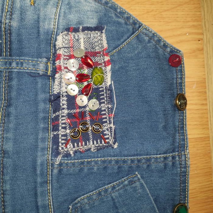 Pantaloni salopeta boyfriend blugi Desigual dama