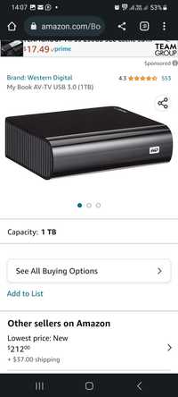 Western Digital My Book AV-TV 1TB USB 3.0 (WDBGLG0010HBK-EESN)