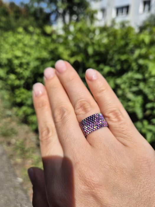 Inel handmade, cusut manual din mărgele japoneze Miyuki