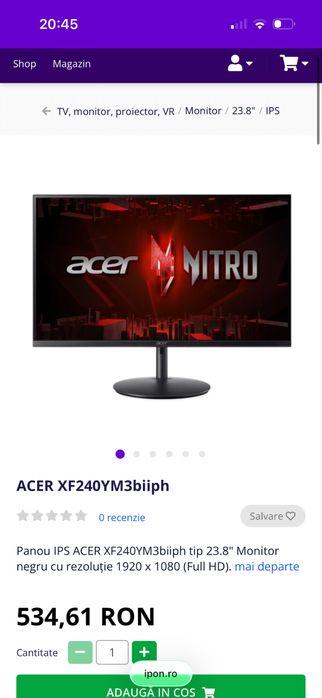 Monitor Acer Nitro 180hz ( GARANTIE ALTEX )