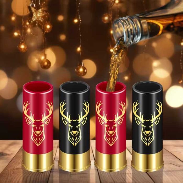 Коледен комплект шотове - 2 или 4 чашки, шотове с елен, в кутия