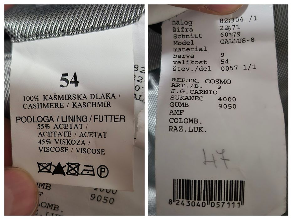 Palton de lux Mura, 100% Cașmir, J.G. Carniolus - Bărbați 54 (XL/XXL)