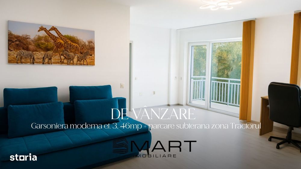 Garsoniera decomandata 46mp utili + loc de parcare subteran zona Tract