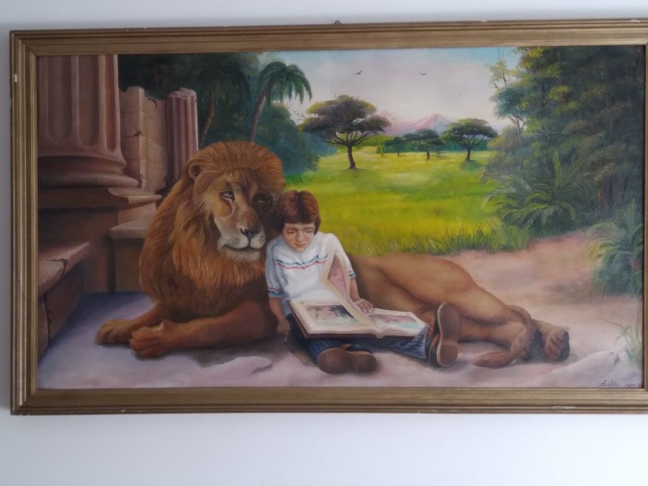 Tablou pictura ulei pe pinza autor semnat 1987 1988