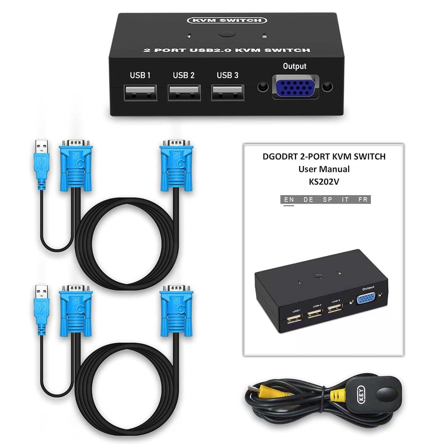 НОВ! VGA превключвател, 1 монитор и 3 USB между 2 компютъра, модел 2