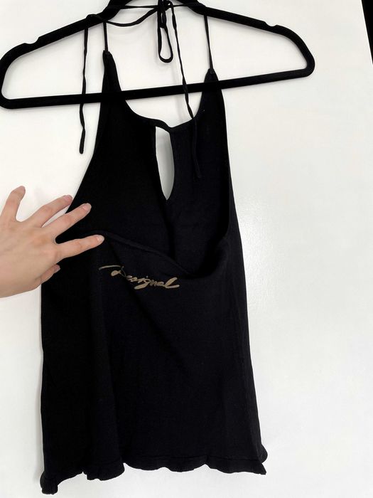 Vand top tip maieu Desigual, negru, cu snur si spatele jumatate gol, S