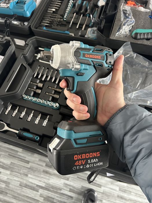 Bormașină OKBOONS 48V cu percuție, 2 acumulatori și trusă completă