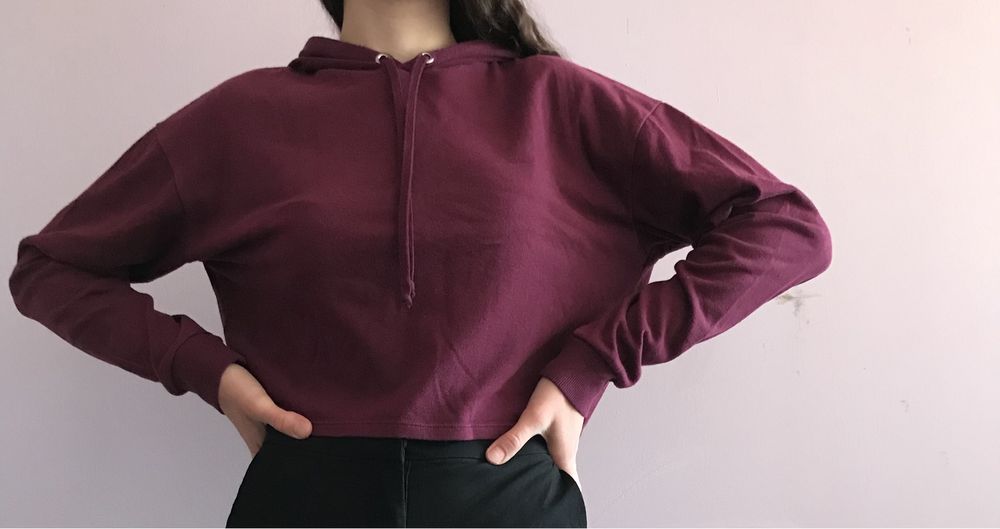 Къс суичър,цвят бордо,H&M
