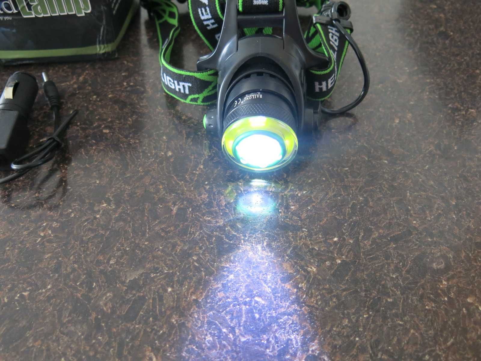 LED челник със зарядно за кола