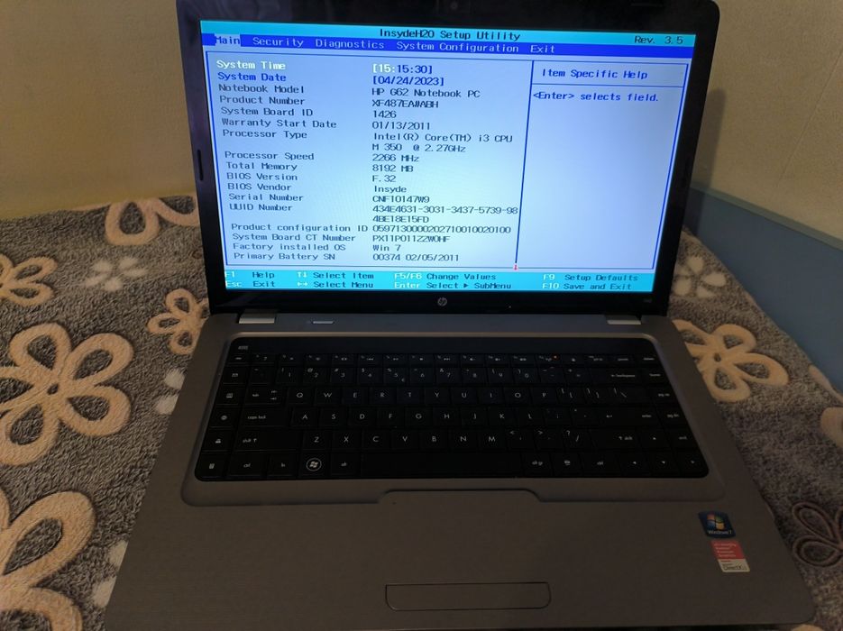 Лаптоп HP G62 на части