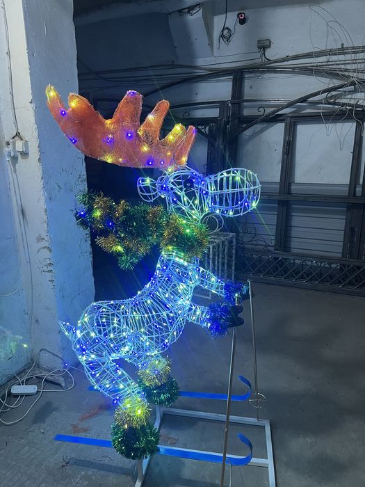 Новогодний лось фигура световая оформление