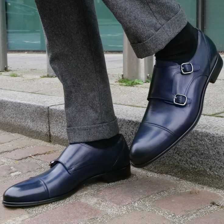 Pantofi monk lucrati manual Old Signature piele naturala moale navy