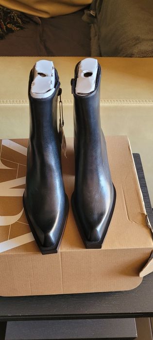 Ghete damă ZARA, Botine Cowboy Piele Negre 36
