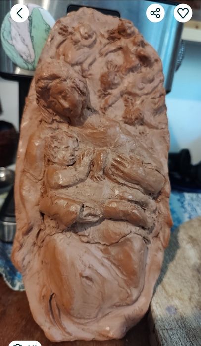 ceramică,, Fecioara cu pruncul " handmade