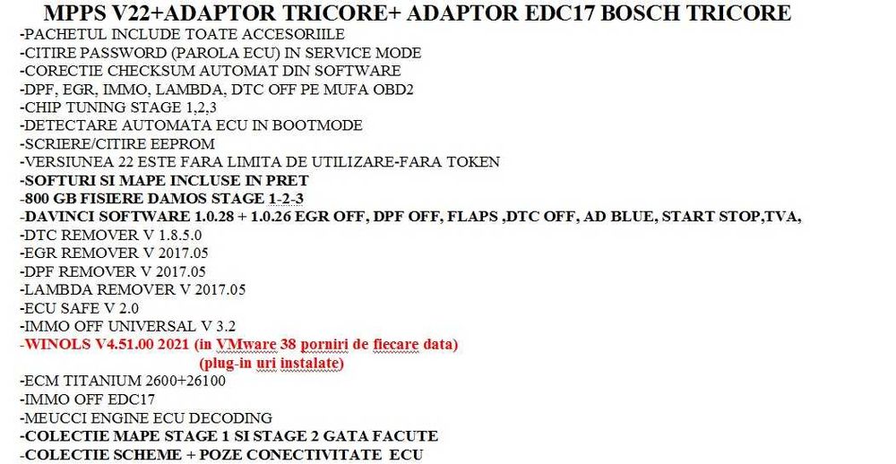 MPPS V22 OBD + Tricore Boot, Davinci Chip Tuning Stage 1, 2 Dpf Adblue
