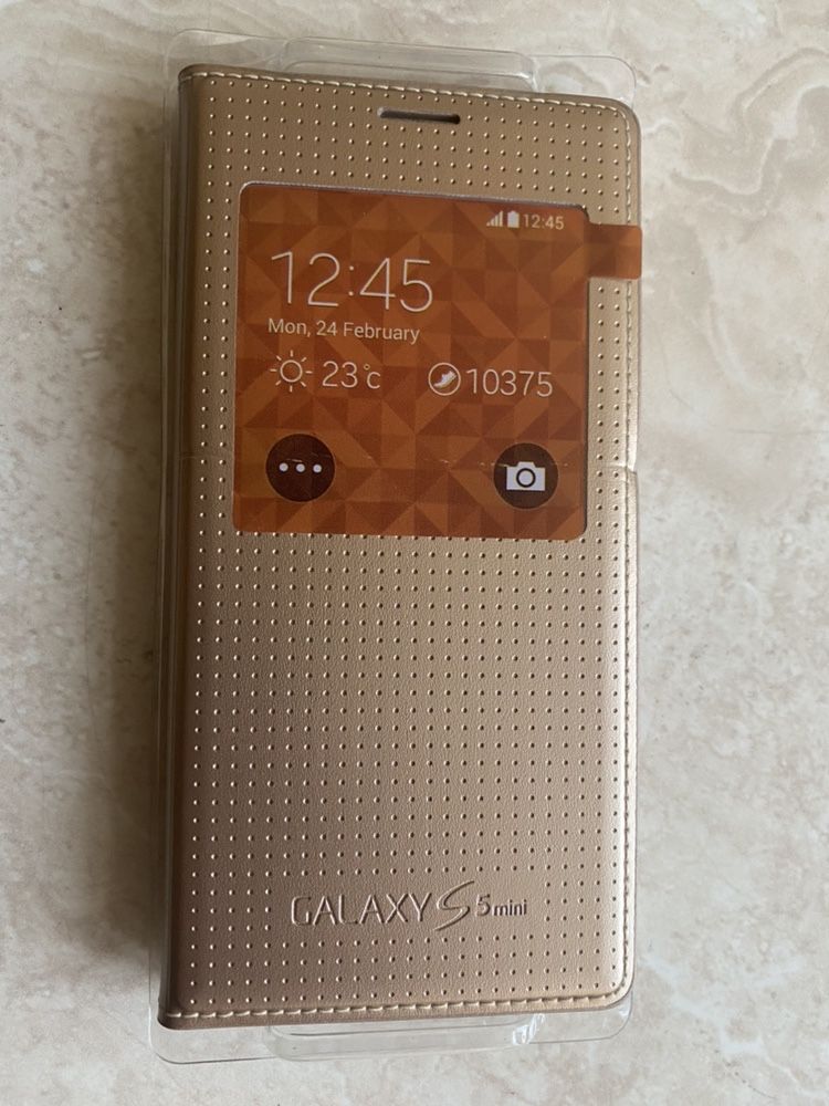 Husa S View Cover Samsung Galaxy S5 mini albe,gold,negru noi noute ori