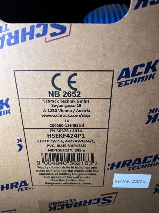 Cablu FTP cat 5 marca Schrack cutie de 305m