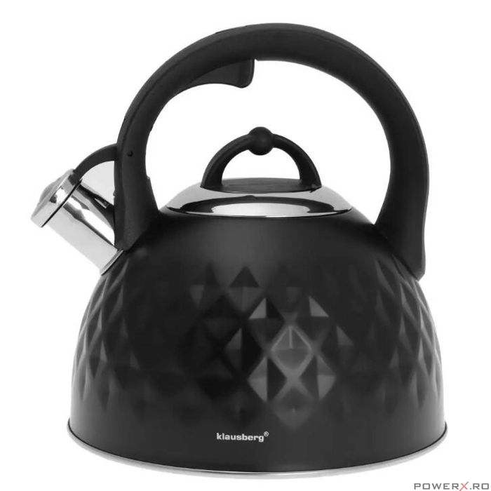 Ceainic traditional din oțel inoxidabil, capacitate 3 litri, negru,