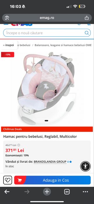 Hamac bebeluși cu sunete si vibrații