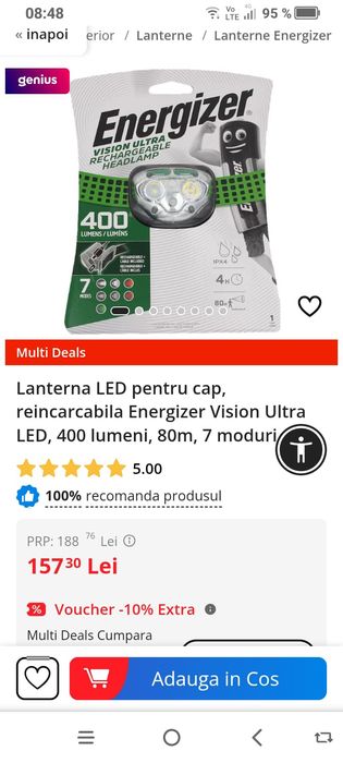 Lanterna frontala led lenser,energizer, olight