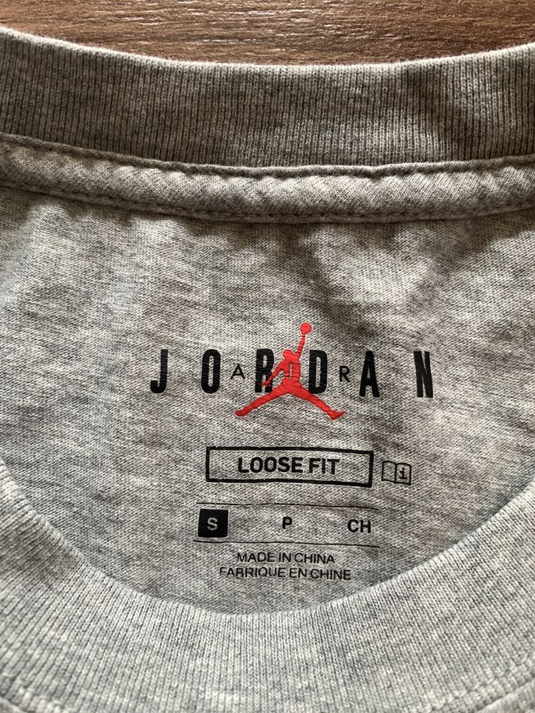 NIKE Jordan Essential Boxy Long Sleeve Shirt Top in Grey Size S