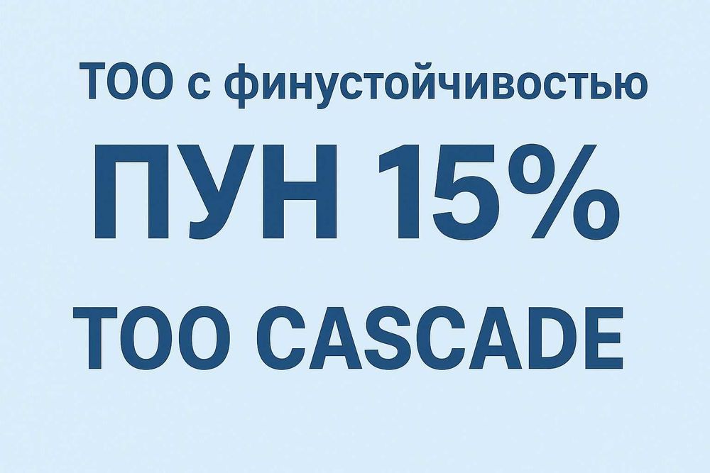 ТОО с финустойчивостью, ПУН - 15%.