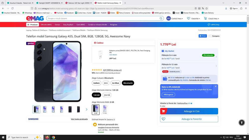 Samsung Galaxy A55, Dual SIM, 8GB, 128GB, 5G - Nou