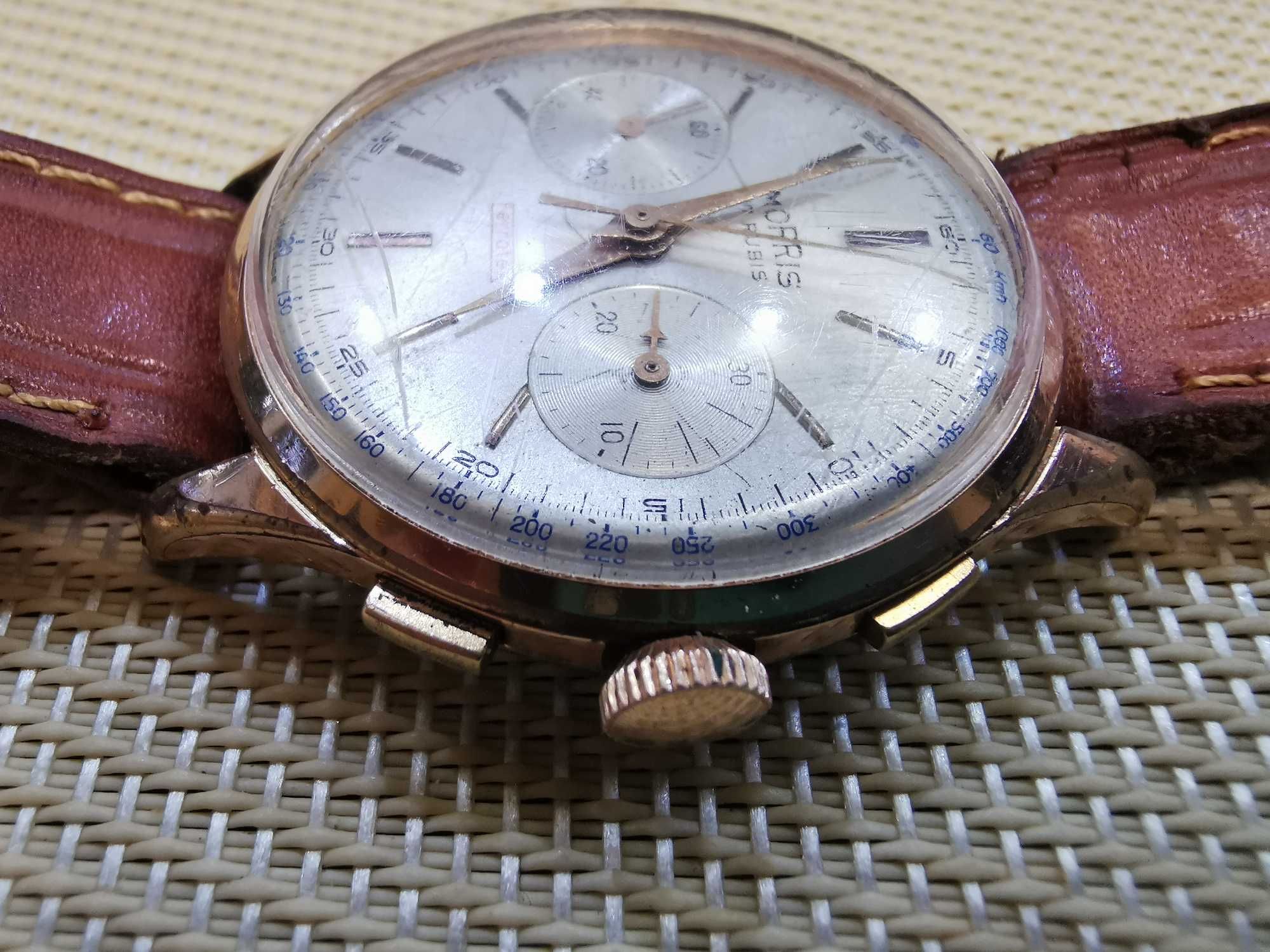 Рядък позлатен Morris ferrotex  Chronographe