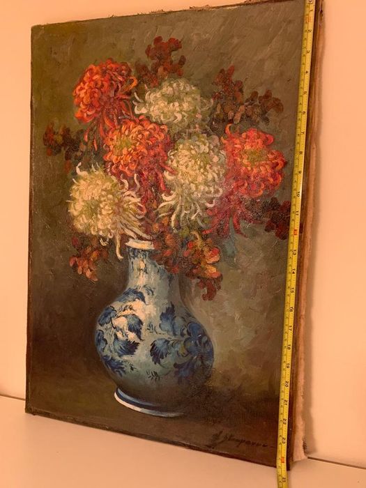 Tablou Victor Stupariu, ulei pe panza, model flori