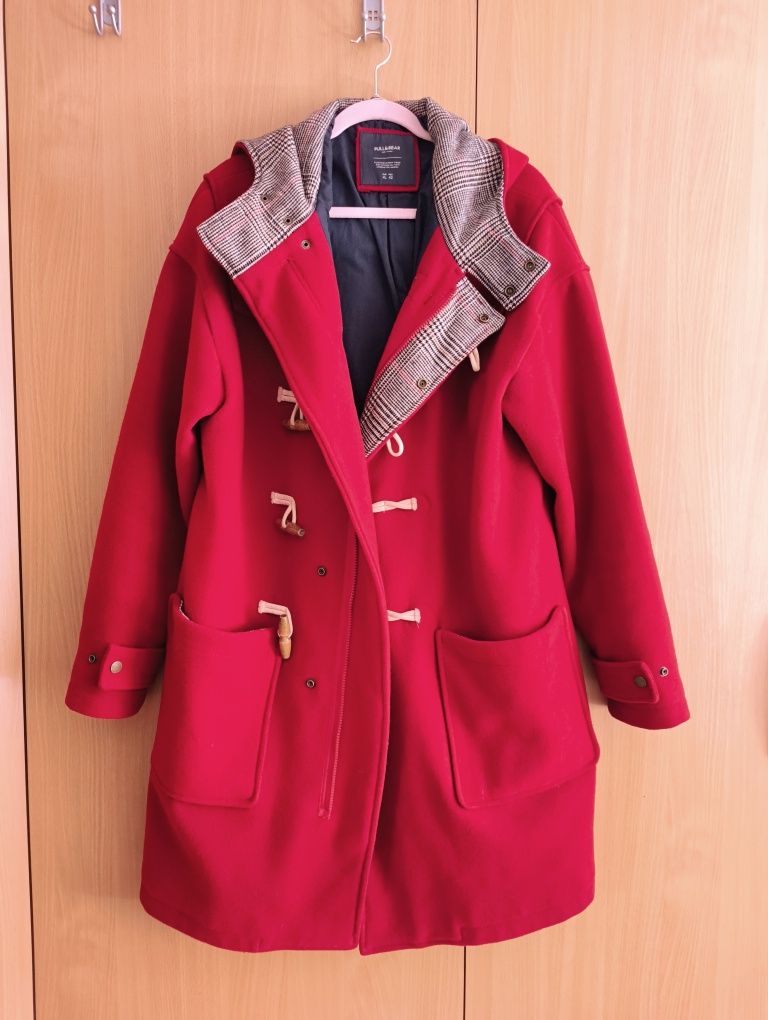 Palton de iarnă Pull&Bear bărbați roșu