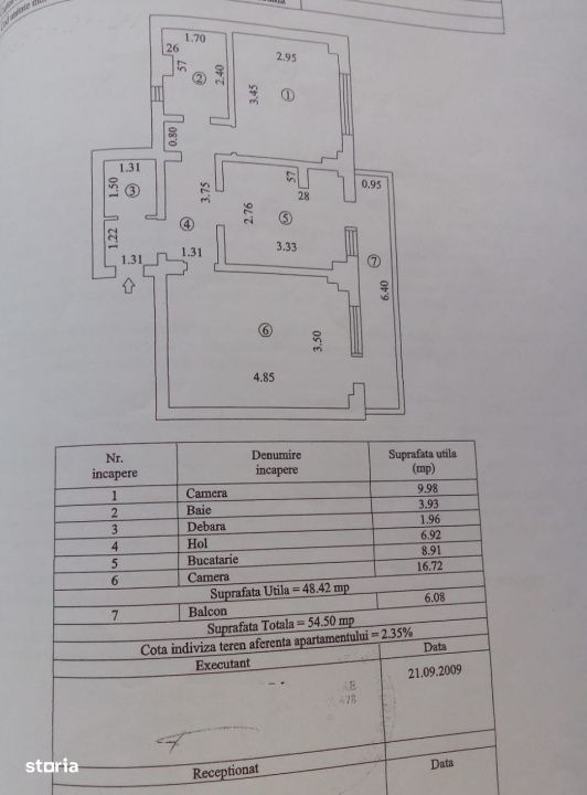 Apartament 2 camere 54mp, Etaj 1, zona Radu Negru