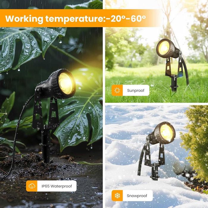 Градински прожектори Zuske 6-в-1 LED външни прожектори с адаптер, IP65